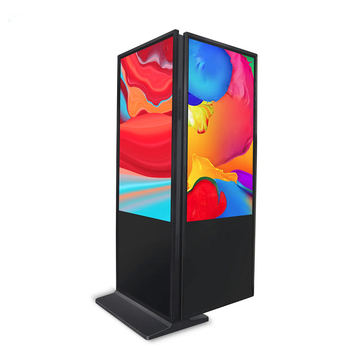 65 inch dual screen  Indoor floor standing 4+128 GB metal case blck for Commercial Display high brightness 24H video playback.