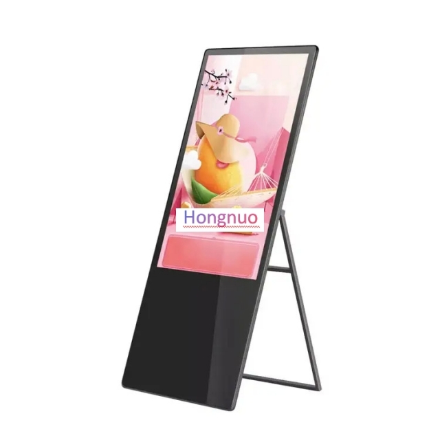 Portable 32 Inch Floor Standing Digital Signage Display , 4k Portable Digital Poster video disply