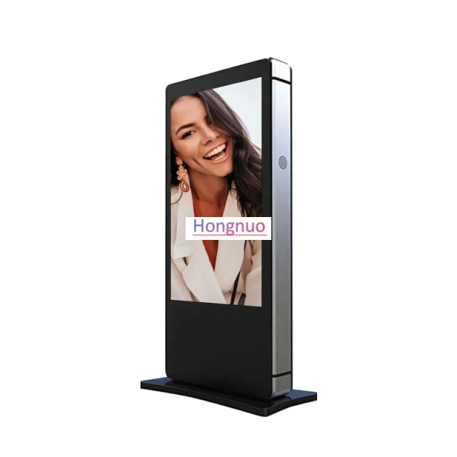 Customized Outdoor 21.5 inch Vertical screen, floor-to-ceiling aluminum frame LCD Digital Signage  Ultra Thin Outdoor TV Kiosk For Supermarket