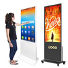 Customized 55 inch Super Slim Floor Standing Digital Signage 4k screen Metal case with 4 wheels